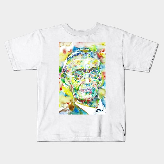 HERMANN HESSE - watercolor portrait .3 Kids T-Shirt by lautir